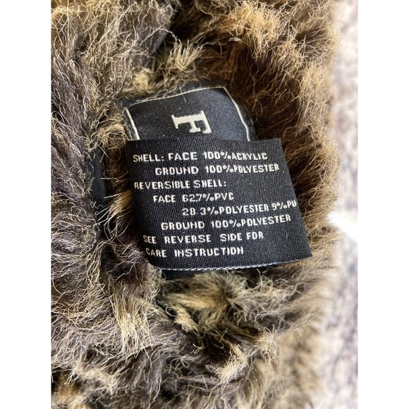 FU DA Faux Fur Vest Women’s M  Brown  Reversible Shaggy Sleeveless Jacket Boho - Picture 6 of 10